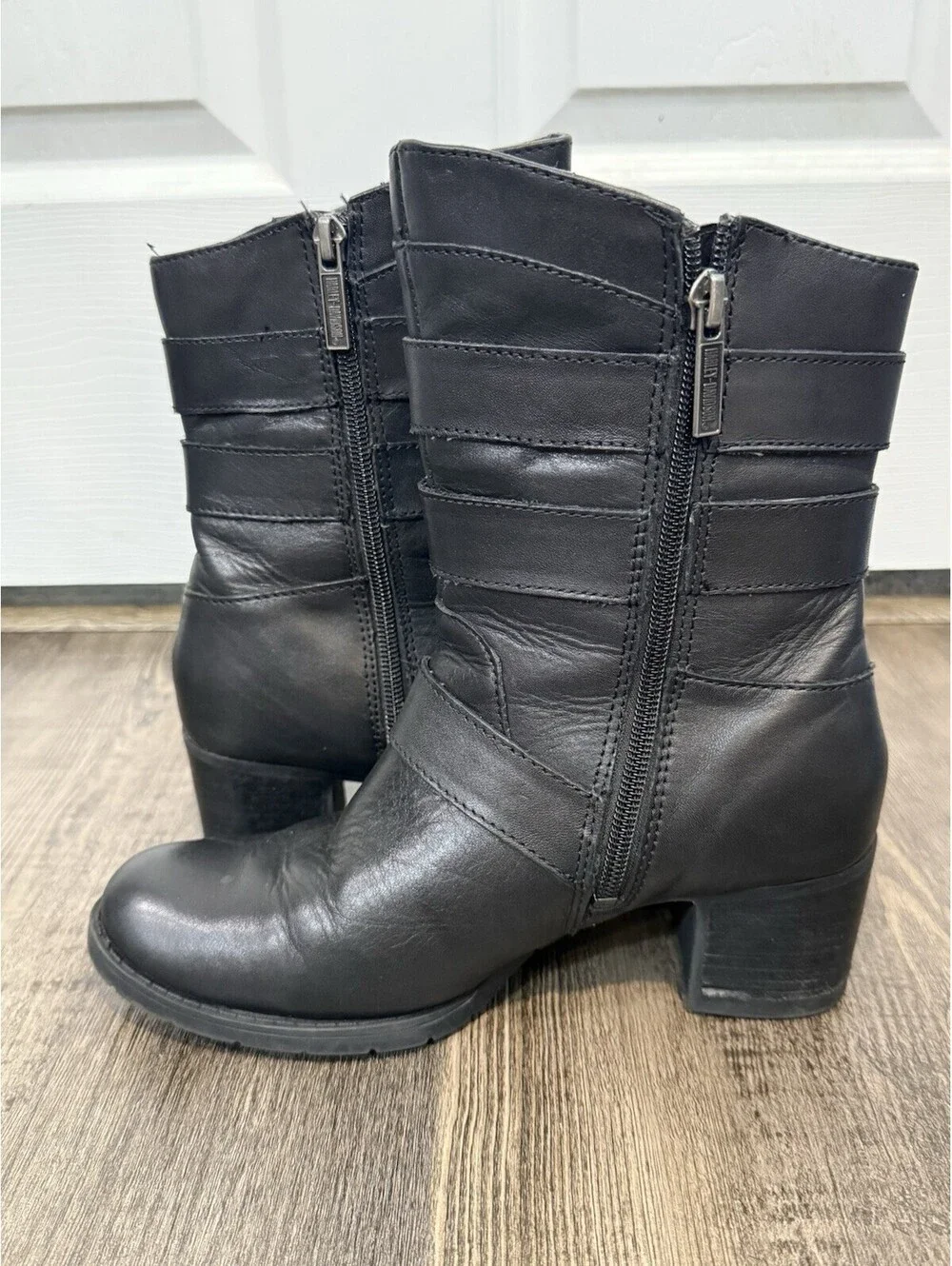 Harley Davidson Womens Leather Boots Shoes Medium Black Holly Sz 6M